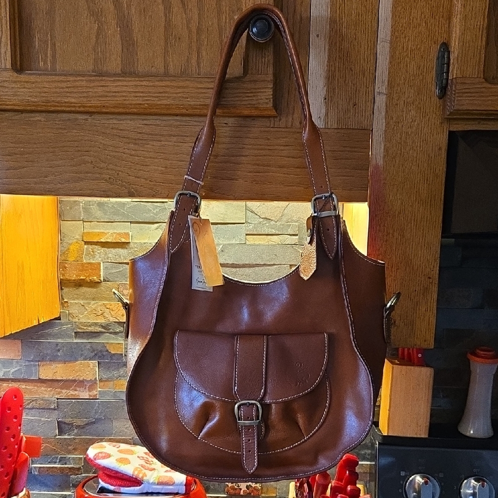 Italian Leather Hobo Shoulder Bag By Anonimo Fiorentino